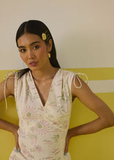 A Model Wearing Multicolor Handwoven Organic Cotton Shine Bright Fitted Dress , curated by Only Ethikal